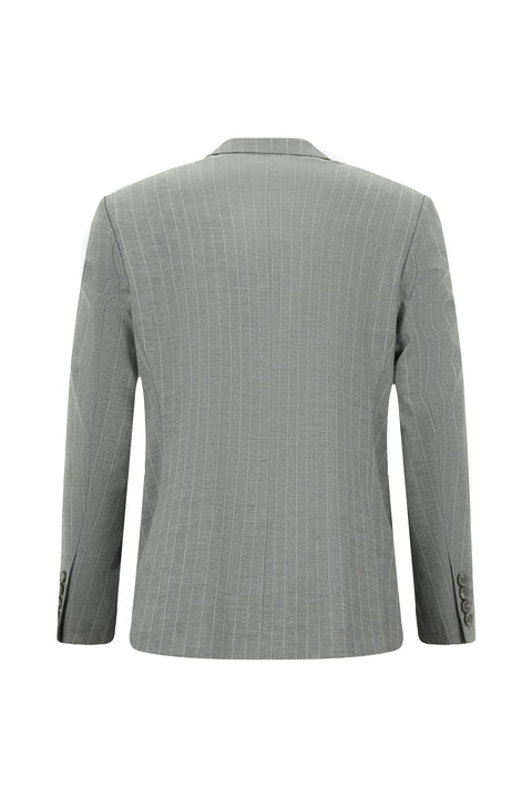 Medium Grey 4 Drop Relaxed Fit Striped Suit