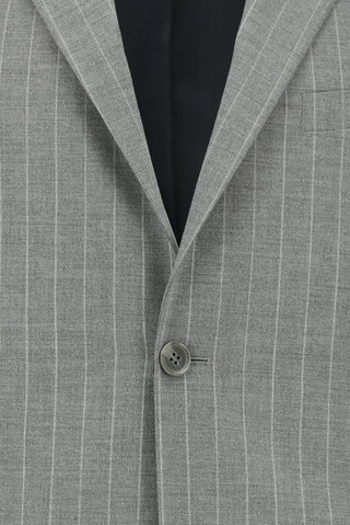  Orta Gri 4 Drop Relaxed Fit Rahat Kesim Çizgili Takım Elbise