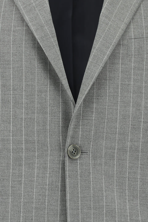 Medium Grey 4 Drop Relaxed Fit Striped Suit
