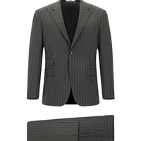Dark Gray 4-Drop Relaxed Fit Striped Suit