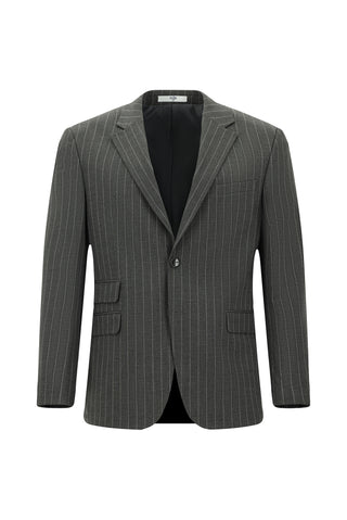  Koyu Füme 4 Drop Relaxed Fit Rahat Kesim Çizgili Takım Elbise