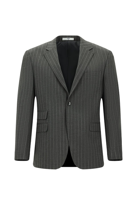 Dark Gray 4-Drop Relaxed Fit Striped Suit