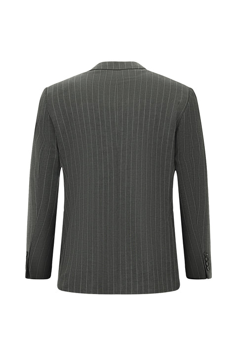 Dark Gray 4-Drop Relaxed Fit Striped Suit