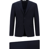 Dark Navy 4-Drop Relaxed Fit Striped Suit