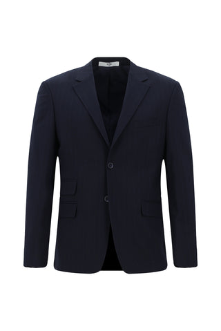  Koyu Lacivert 4 Drop Relaxed Fit Rahat Kesim Çizgili Takım Elbise