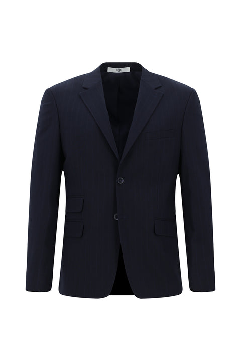 Dark Navy 4-Drop Relaxed Fit Striped Suit
