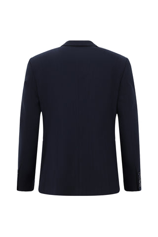  Koyu Lacivert 4 Drop Relaxed Fit Rahat Kesim Çizgili Takım Elbise