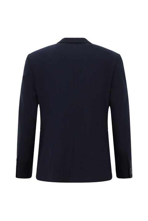 Dark Navy 4-Drop Relaxed Fit Striped Suit
