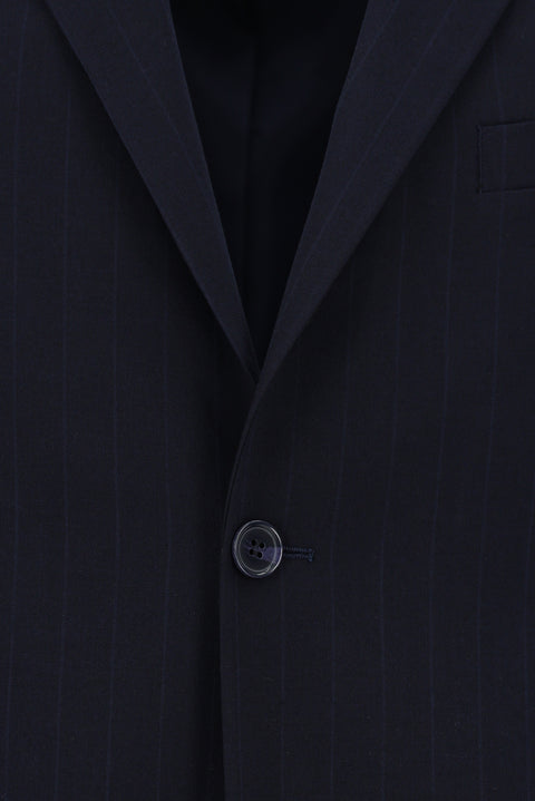 Dark Navy 4-Drop Relaxed Fit Striped Suit