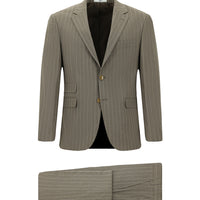 Dark Mink 4 Drop Relaxed Fit Striped Suit