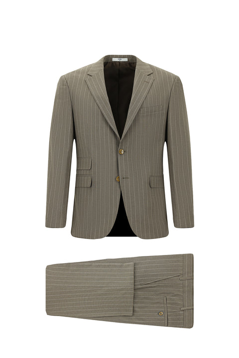 Dark Mink 4 Drop Relaxed Fit Striped Suit