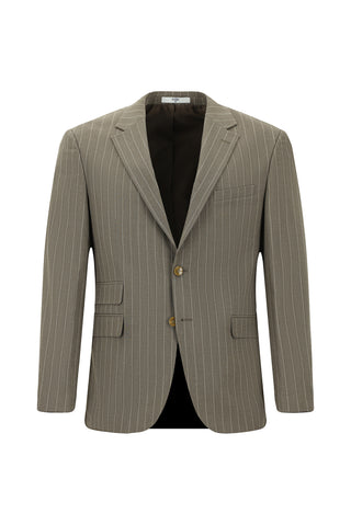  Koyu Vizon 4 Drop Relaxed Fit Rahat Kesim Çizgili Takım Elbise