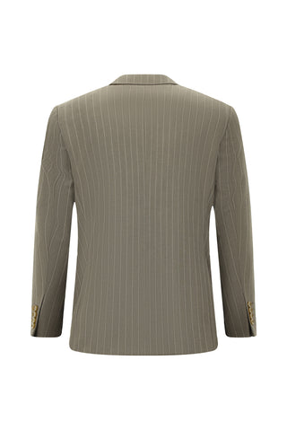  Koyu Vizon 4 Drop Relaxed Fit Rahat Kesim Çizgili Takım Elbise