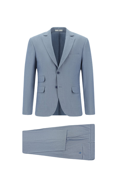 Light Blue 7 Drop Super Slim Fit Extra Narrow Cut Striped Suit