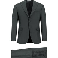 Dark Gray 6-Drop Regular Fit Standard Cut Striped Pleated Suit