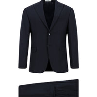 Dark Navy 6 Drop Regular Fit Standard Cut Striped Pleated Suit
