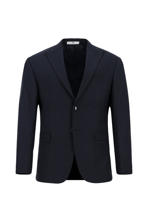 Dark Navy 6 Drop Regular Fit Standard Cut Striped Pleated Suit