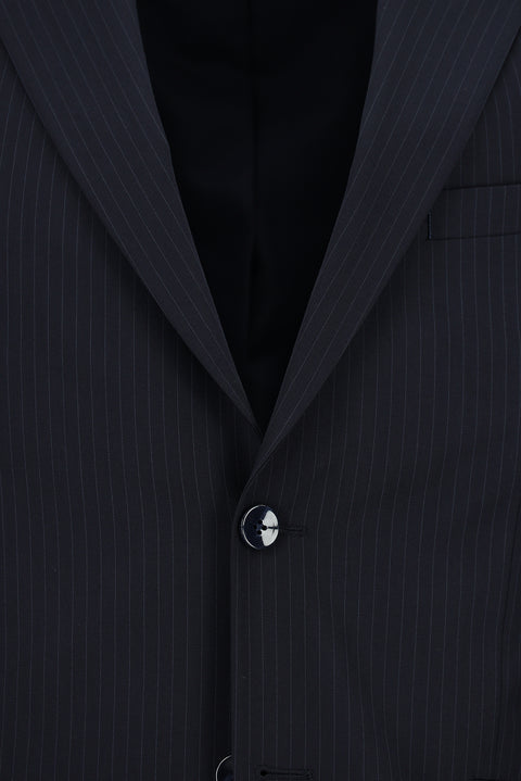 Dark Navy 6 Drop Regular Fit Standard Cut Striped Pleated Suit