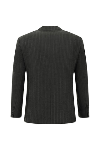  Koyu Füme 7 Drop Slim Fit Dar Kesim Çizgili Kruvaze Takım Elbise