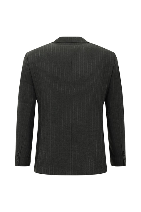 Dark Gray 4-Drop Relaxed Fit Striped Double-Breasted Suit