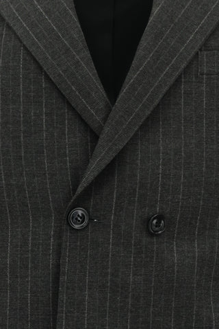  Koyu Füme 7 Drop Slim Fit Dar Kesim Çizgili Kruvaze Takım Elbise