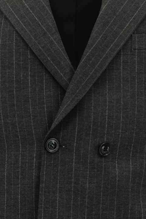 Dark Gray 7 Drop Slim Fit Striped Double-Breasted Suit