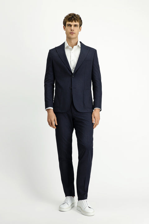 Dark Navy 6 Drop Regular Fit Standard Cut Striped Suit