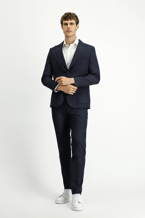 Dark Navy 6 Drop Regular Fit Standard Cut Striped Suit