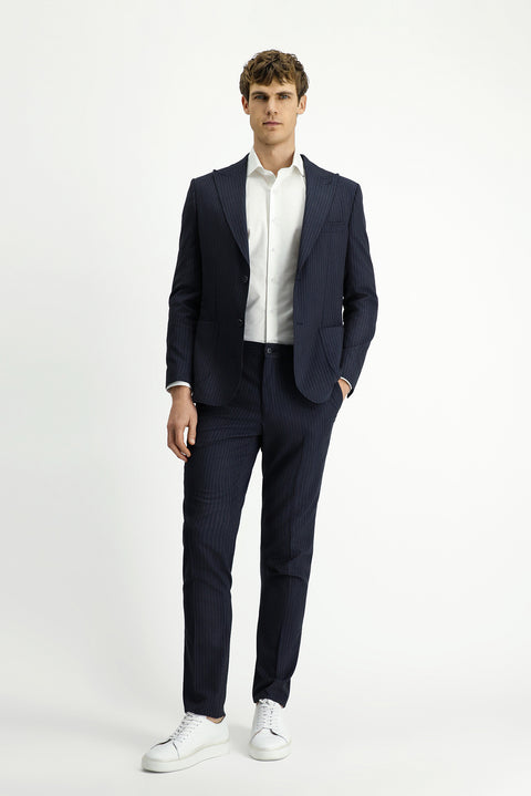 Dark Navy 6 Drop Regular Fit Standard Cut Striped Suit