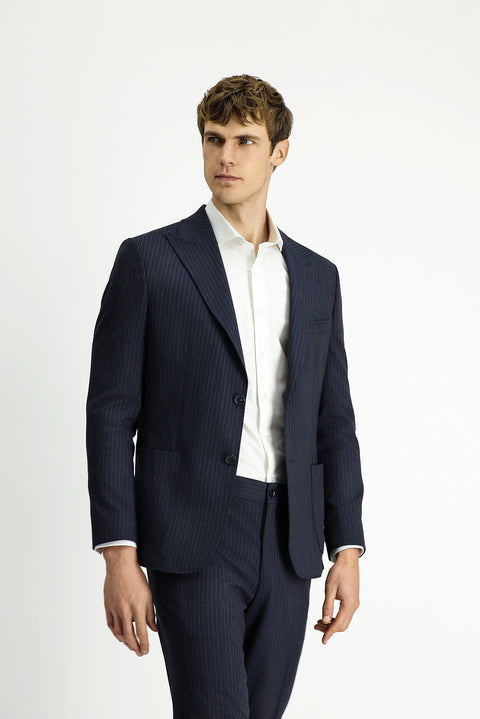 Dark Navy 6 Drop Regular Fit Standard Cut Striped Suit