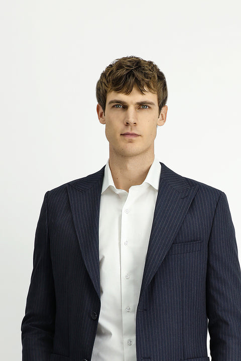 Dark Navy 6 Drop Regular Fit Standard Cut Striped Suit