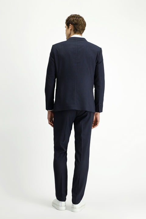 Dark Navy 6 Drop Regular Fit Standard Cut Striped Suit
