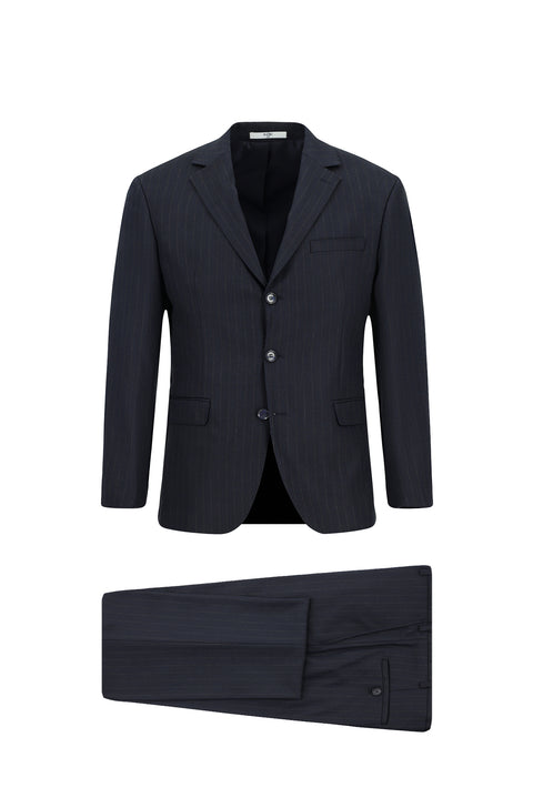 Dark Navy 6 Drop Regular Fit Standard Cut Striped Suit