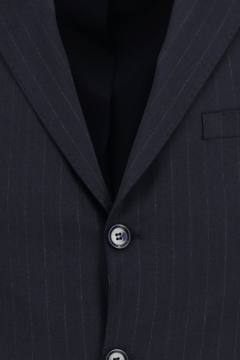 Dark Navy 6 Drop Regular Fit Standard Cut Striped Suit
