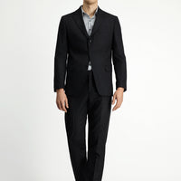 Black 6-Drop Regular Fit Standard Cut Striped Suit