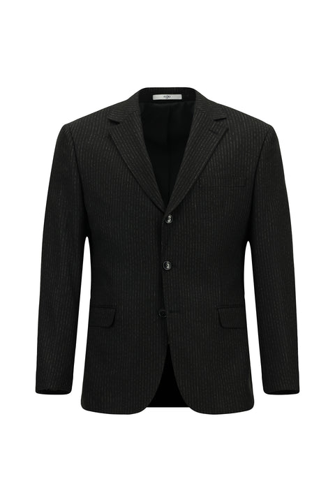 Black 6-Drop Regular Fit Standard Cut Striped Suit