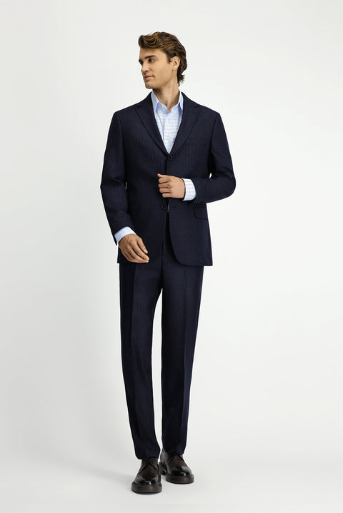 Dark Navy 6 Drop Regular Fit Standard Cut Striped Suit