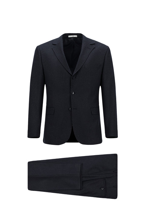 Dark Navy 6 Drop Regular Fit Standard Cut Striped Suit