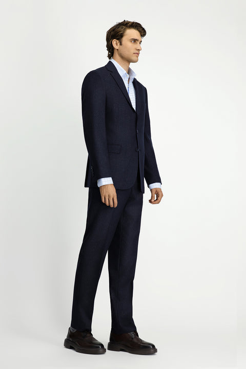 Dark Navy 6 Drop Regular Fit Standard Cut Striped Suit