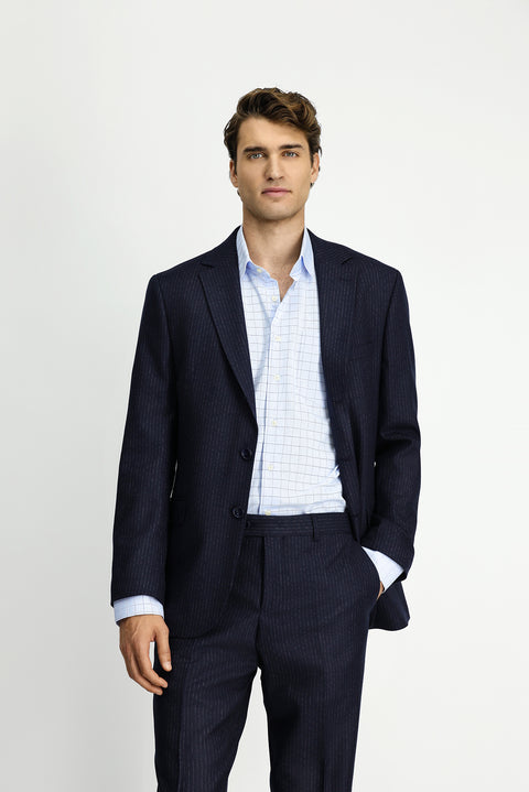 Dark Navy 6 Drop Regular Fit Standard Cut Striped Suit