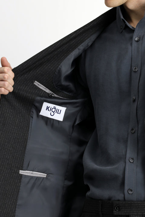 Dark Anthracite 6 Drop Regular Fit Standard Cut Striped Suit