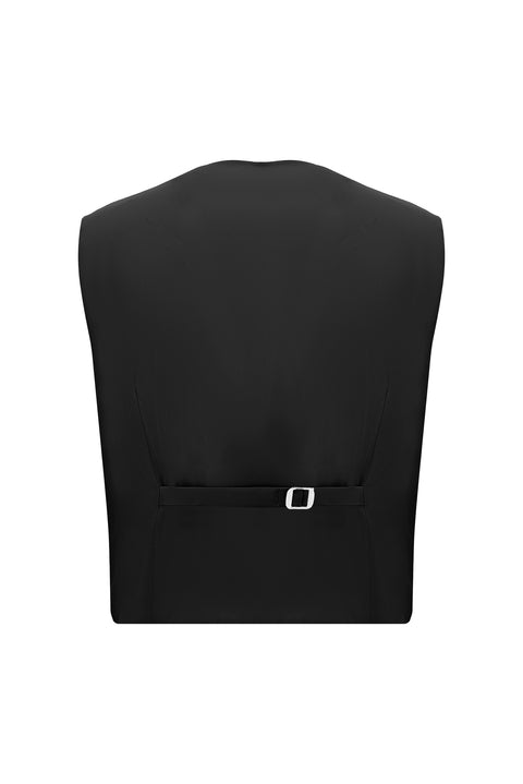 Black 7 Drop Slim Fit Striped Combination Vest Suit