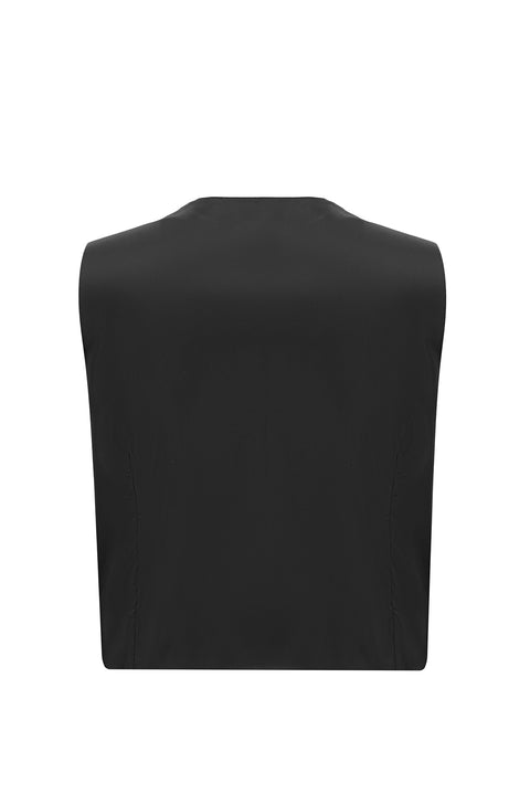 Black 6 Drop Regular Fit Standard Cut Striped Suit with Vest