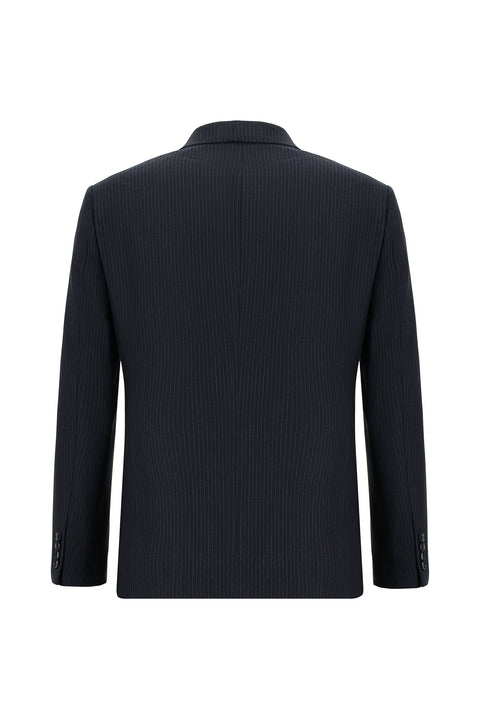 Black Navy 7 Drop Super Slim Fit Extra Narrow Cut Striped Wool Double-Breasted Suit