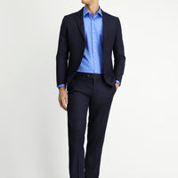 Medium Navy 7 Drop Slim Fit Narrow Cut Wool Striped Suit