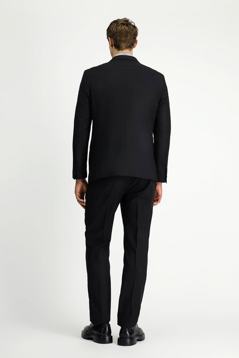 Black 6 Drop Regular Fit Standard Cut Striped Wool Double-Breasted Suit