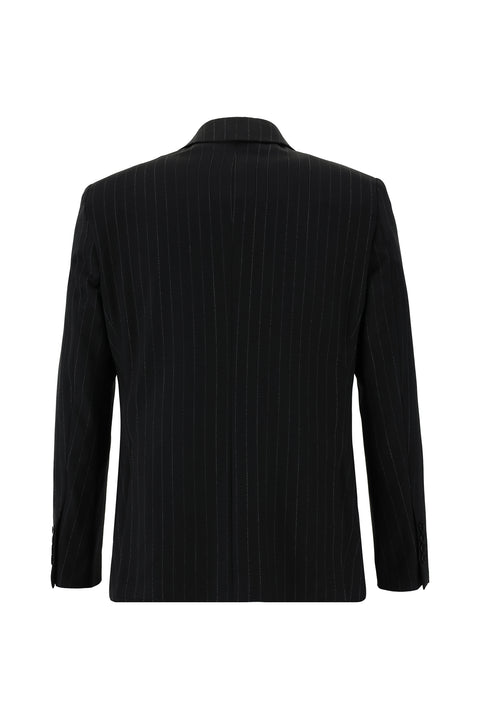 Dark Navy 6 Drop Regular Fit Standard Cut Wool Striped Double-Breasted Suit