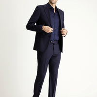 Dark Navy 6 Drop Regular Fit Standard Cut Wool Striped Suit