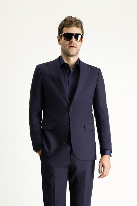 Dark Navy 6 Drop Regular Fit Standard Cut Wool Striped Suit
