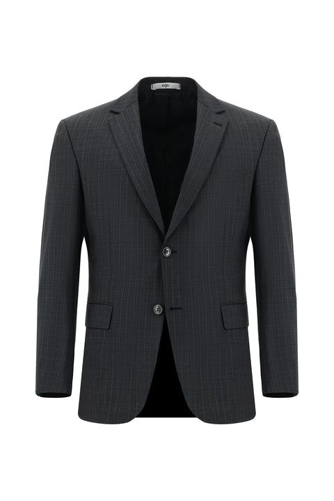 Dark Gray 4-Drop Relaxed Fit Comfortable Cut Wool Striped Suit